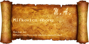Mifkovics Abony névjegykártya